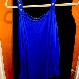 Blue Cable&Guage off the shoulder shirt